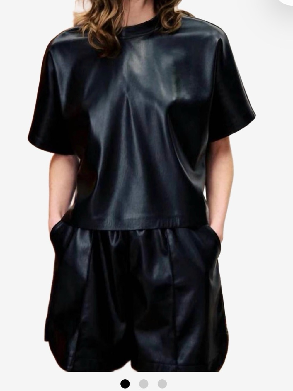 Minimalist Faux Leather Black Top | NWOT | Medium